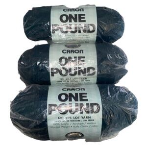 3 Pack Caron One Pound Worsted Weight Acrylic 534 Forest Green Free Shipping